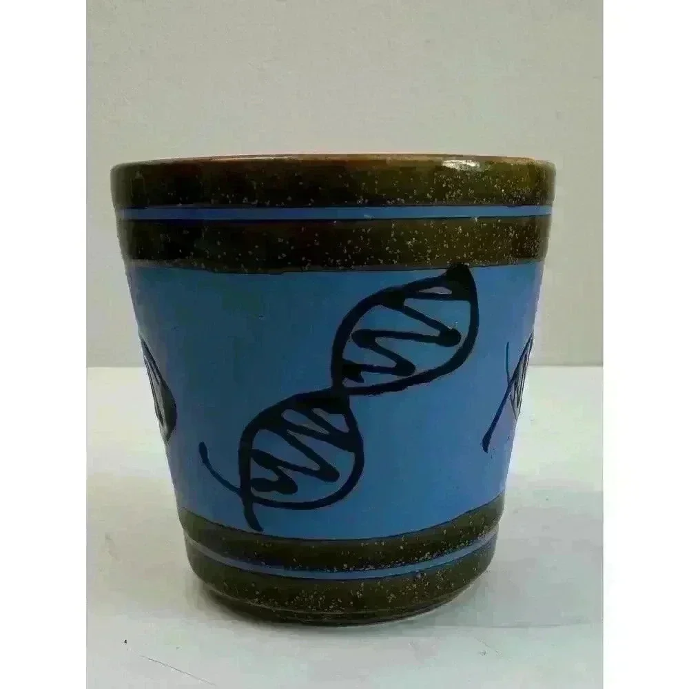 Vintage Planter Ceramic Blue with Black Design Beautifully Glazed Excellent Cond